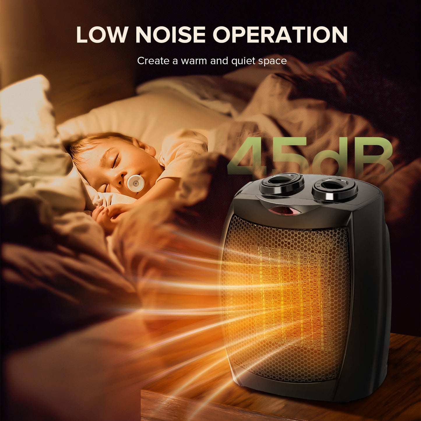 Havato Portable Space Heater for inside, 750W/1500W, ETL Certified, Silent Heating, Ceramic Small Fan Heater, for Home & Dorm (Black)