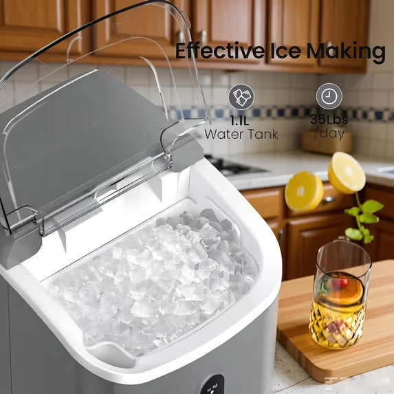 Havato Nugget Ice Maker, Extruded Ice & Chewed Ice, 34Lbs /24H, Self-Cleaning, Kitchen/Office/Party, Grey
