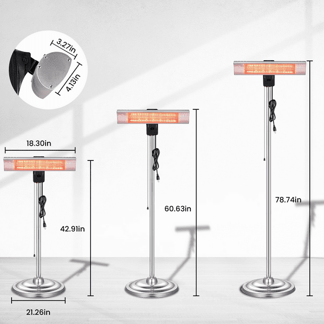 LHRIVER Electric Patio Heater, Height Adjustable & Remote Control, Waterproof IP65 Rated, 1500W, Both Indoor & Outdoor