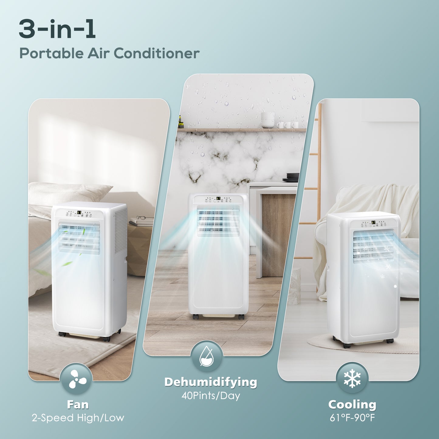 LHRIVER Portable Air Conditioners with Window Kits 5000BTU (8000 BTU ASHRAE), Dehumidifier, 2 Fan Speeds, AC Unit for Room