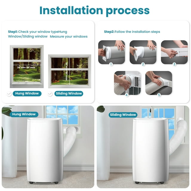 LHRIVER 10200BTU (14000 BTU ASHARE) Portable Air Conditioner,Portable AC Unit for Room Up to 450 Sq.Ft, White,3 in 1 , Ft Air Conditioner Fan