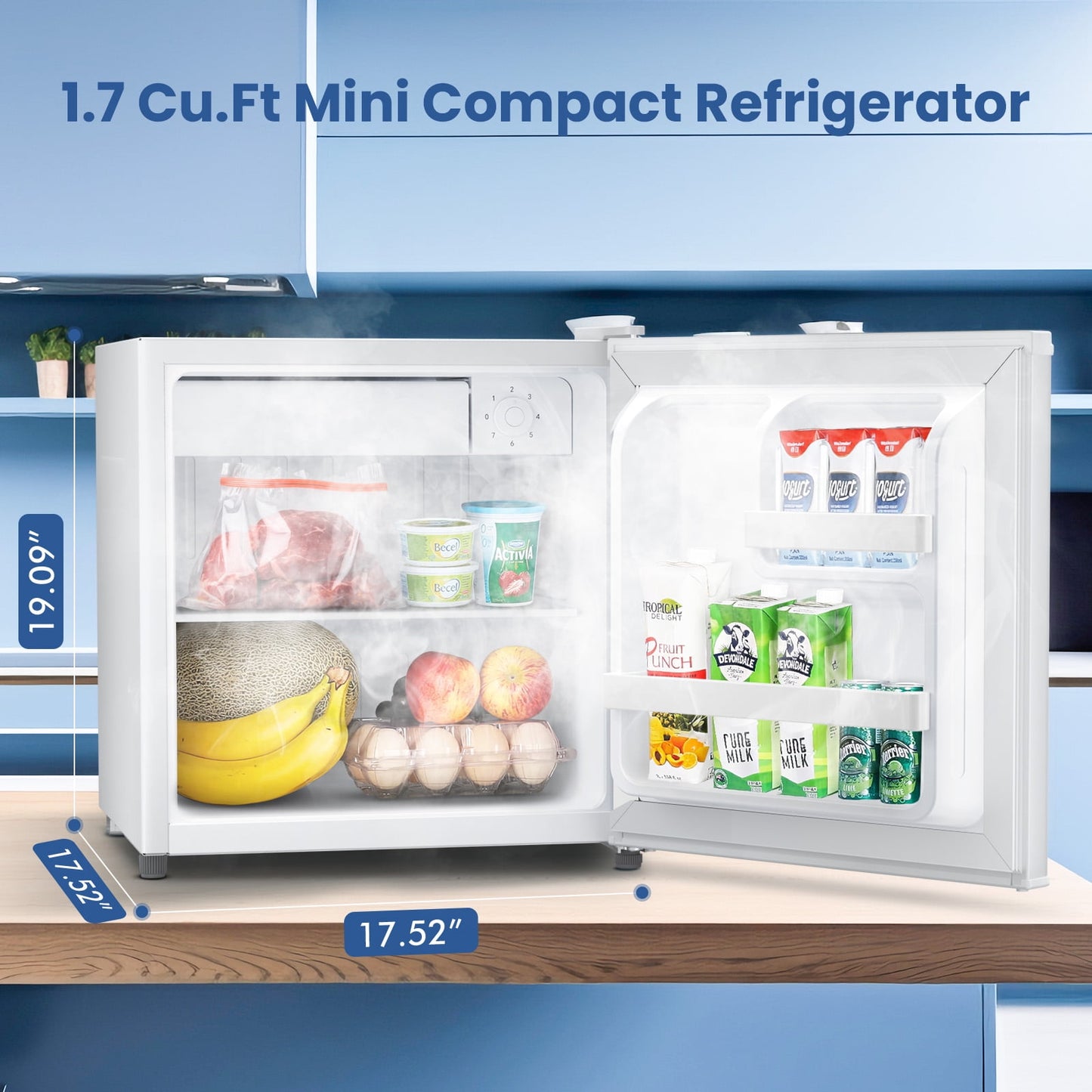 LHRIVER Upright Freezer, Energy Saving 1.1 Cu.ft Single Door Compact Upright Freezer with Reversible Door(White)