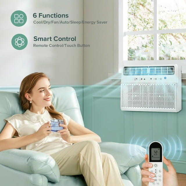 Havato U-Shape Window Air Conditioner 12000 BTU Ashrae 115 Volt with Remote Control, 6 Modes and 3 Fan Modes, 24 Hour Timer, 550 Sq.Ft