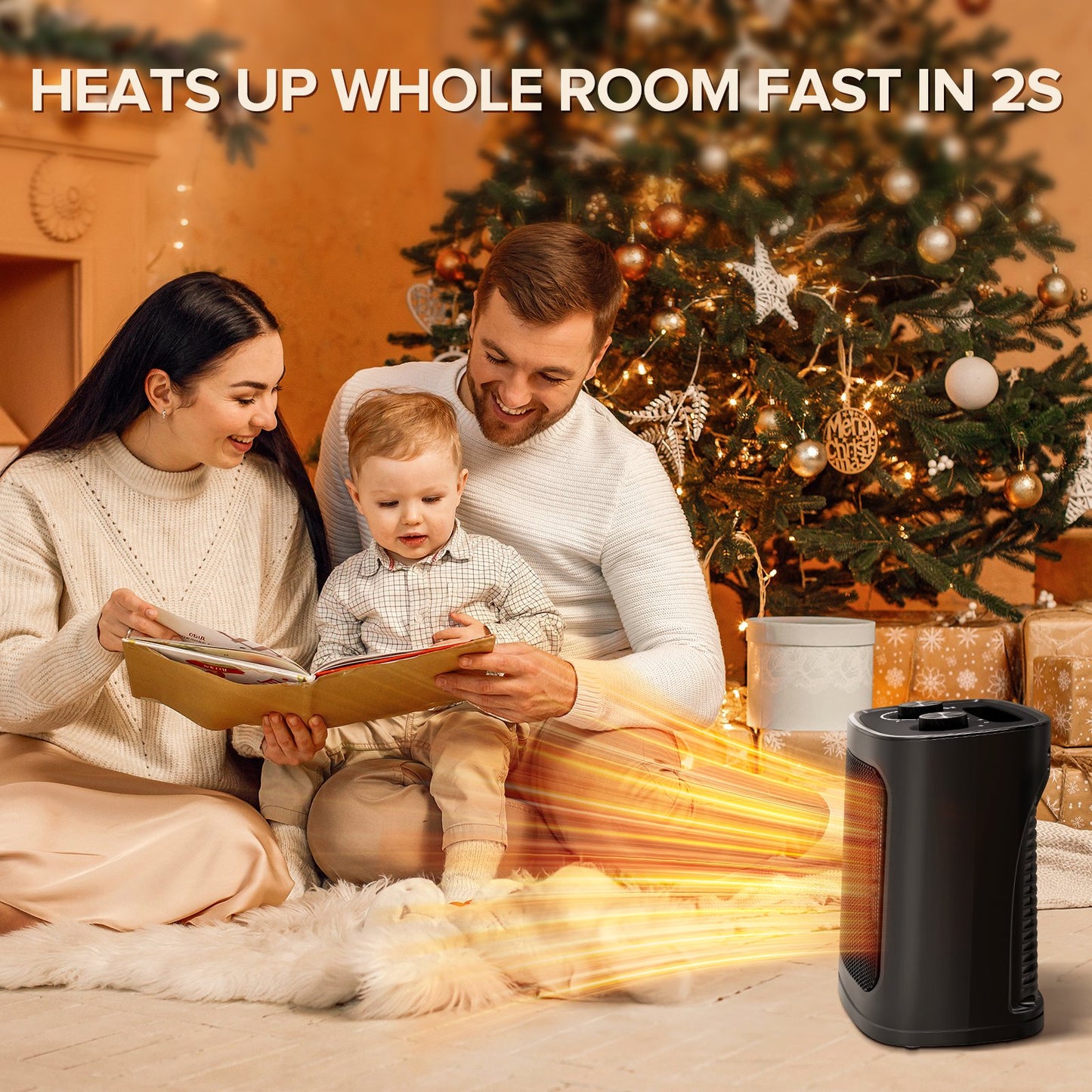 LHRIVER Small Space Heater for Indoor Use - ETL Certified Ceramic Portable Heater Fan, 1500W/750W, Ideal for Home/Dorm/Office, Black