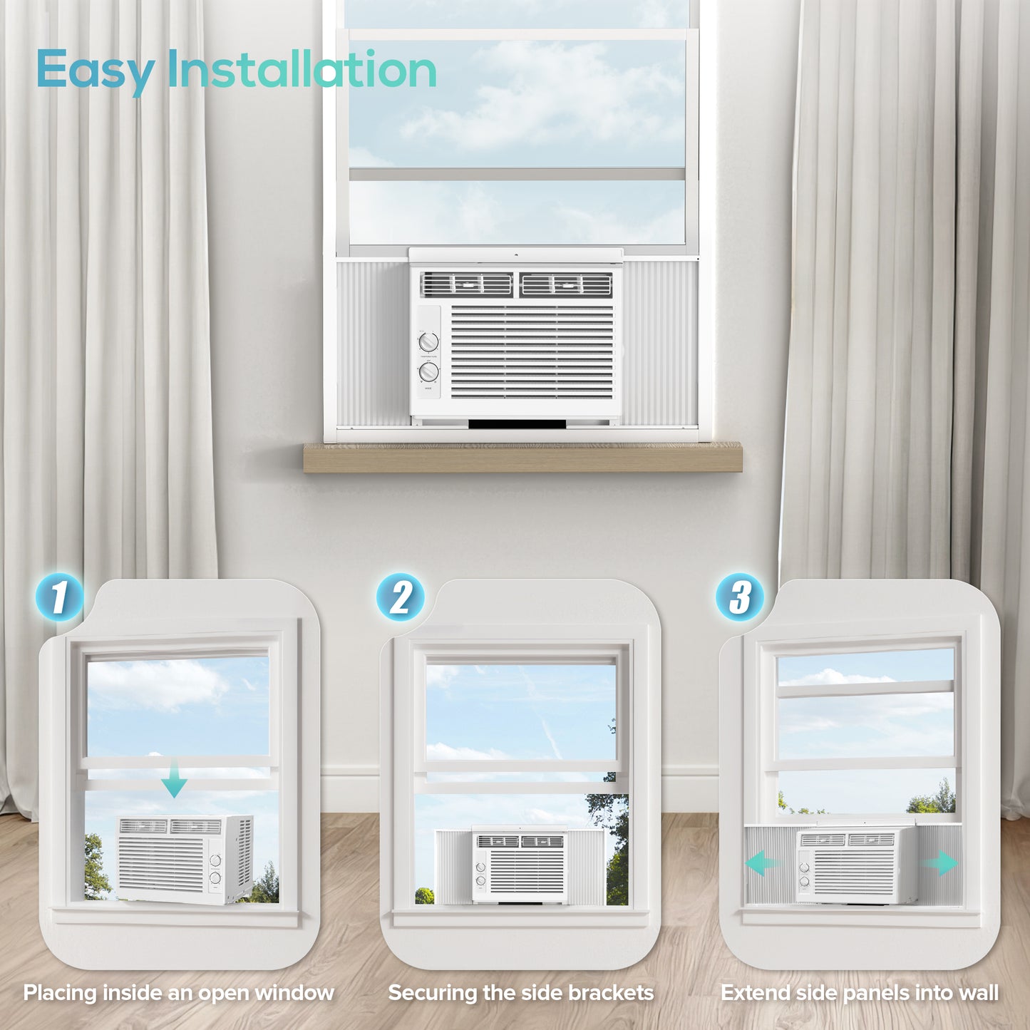 LHRIVER Window Air Conditioners 5000BTU, 150 Sq. Ft, 2 in 1, White