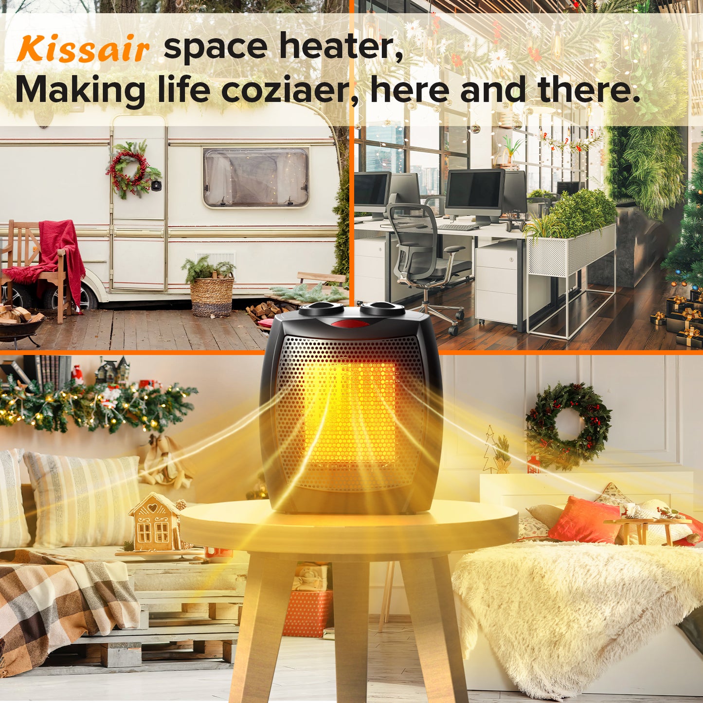 Havato Portable Space Heater for inside, 750W/1500W, ETL Certified, Silent Heating, Ceramic Small Fan Heater, for Home & Dorm, Black