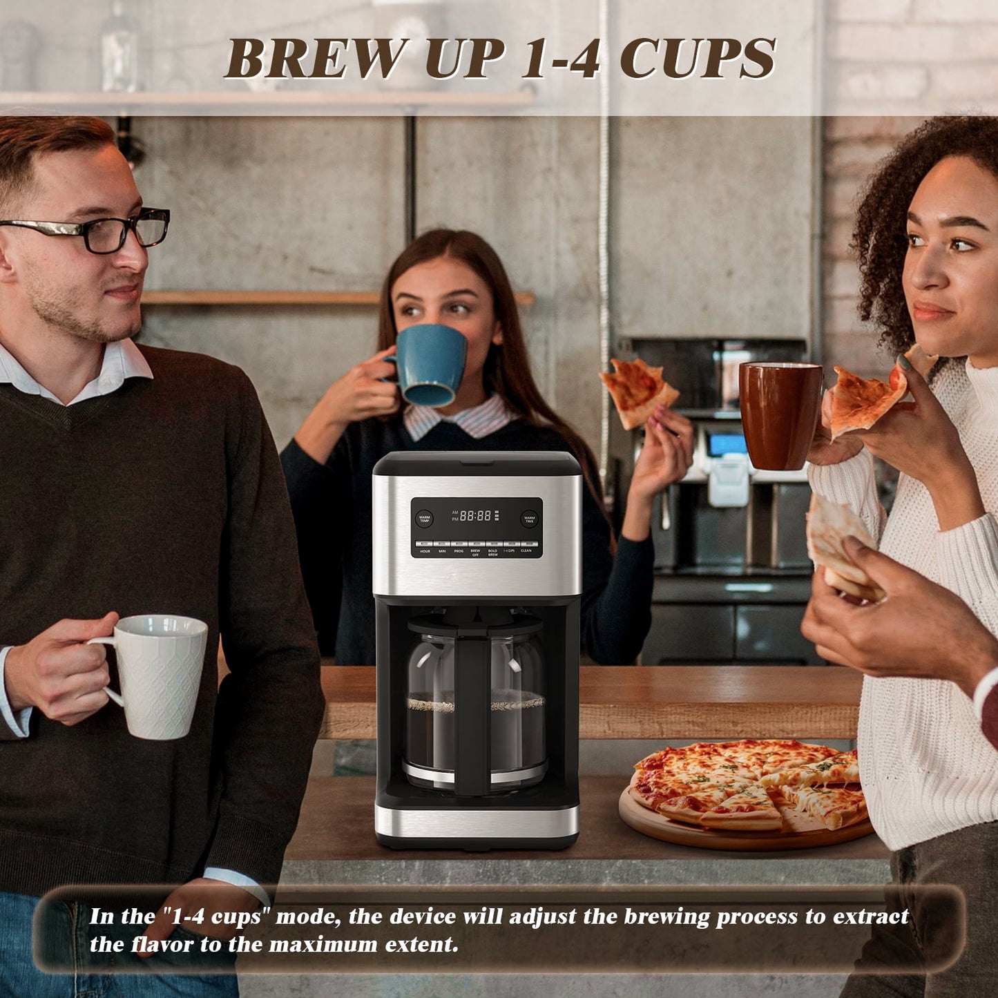 Havato 14-Cup Drip Coffee Maker, Stylish and Compact, Home/Kitchen/Coffee Shop,Silver