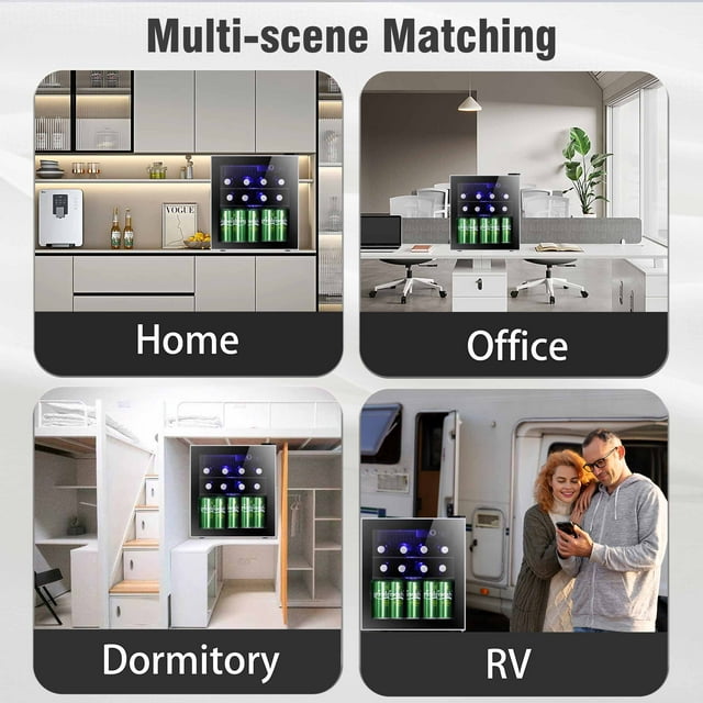 LHRIVER 1.6 Cu.ft Beverage Refrigerator Cooler, Mini Fridge with Glass Door for Soda Beer or Wine