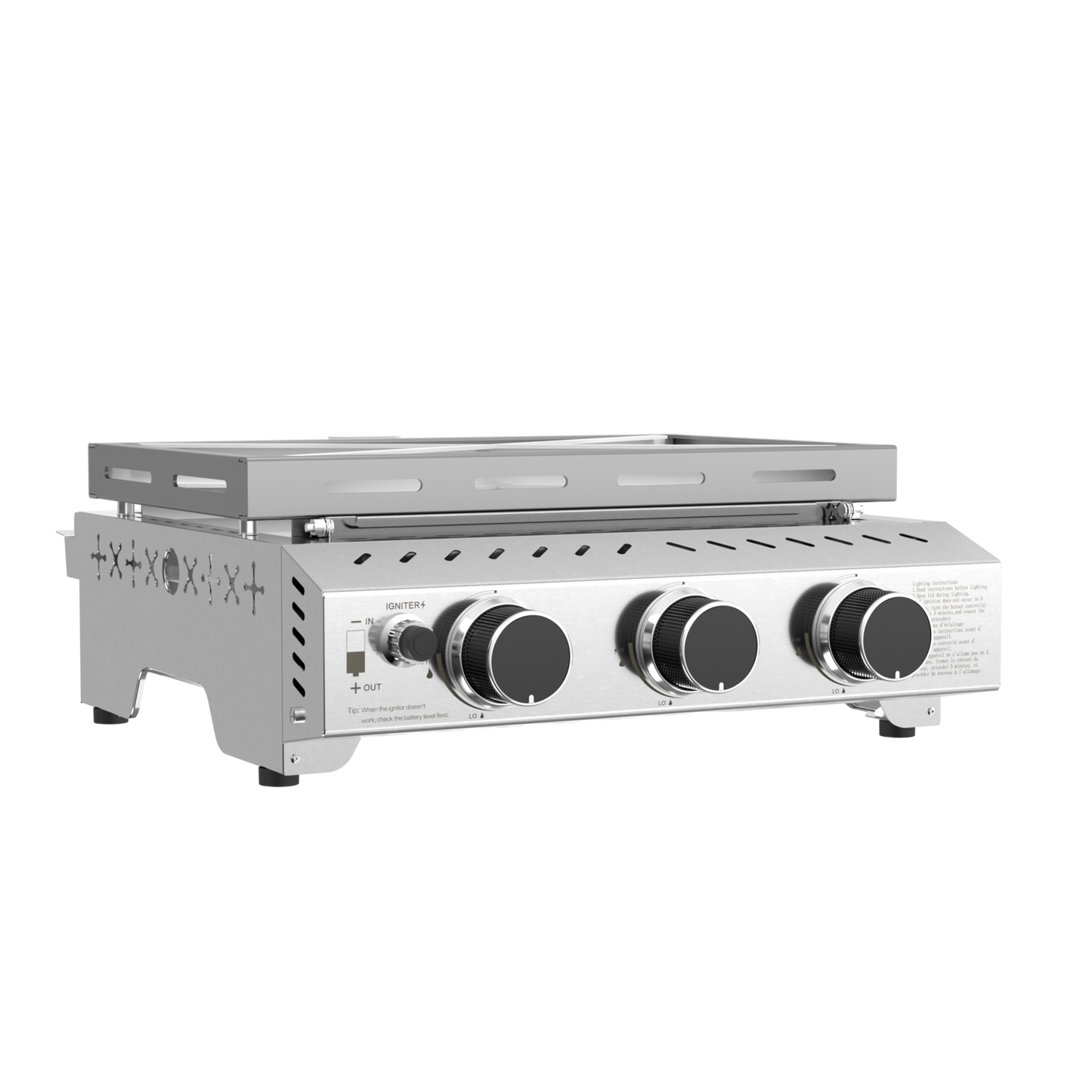 LHRIVER 3 Burner SUS304 Tabletop Griddle, 24,000 BTU 303 Sq. In. Portable Propane Gas Griddle