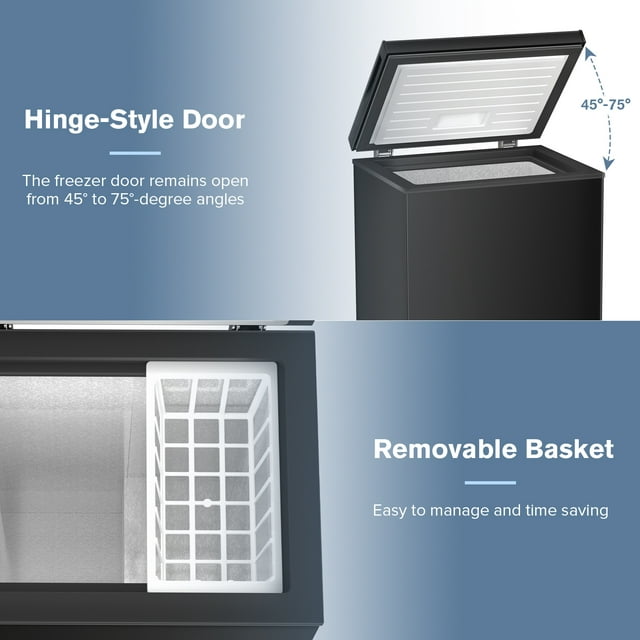 Havato 2.7 Cubic Feet Chest Freezer Free Standing Top Open Door Compact Freezer with Adjustable Temperature-Black