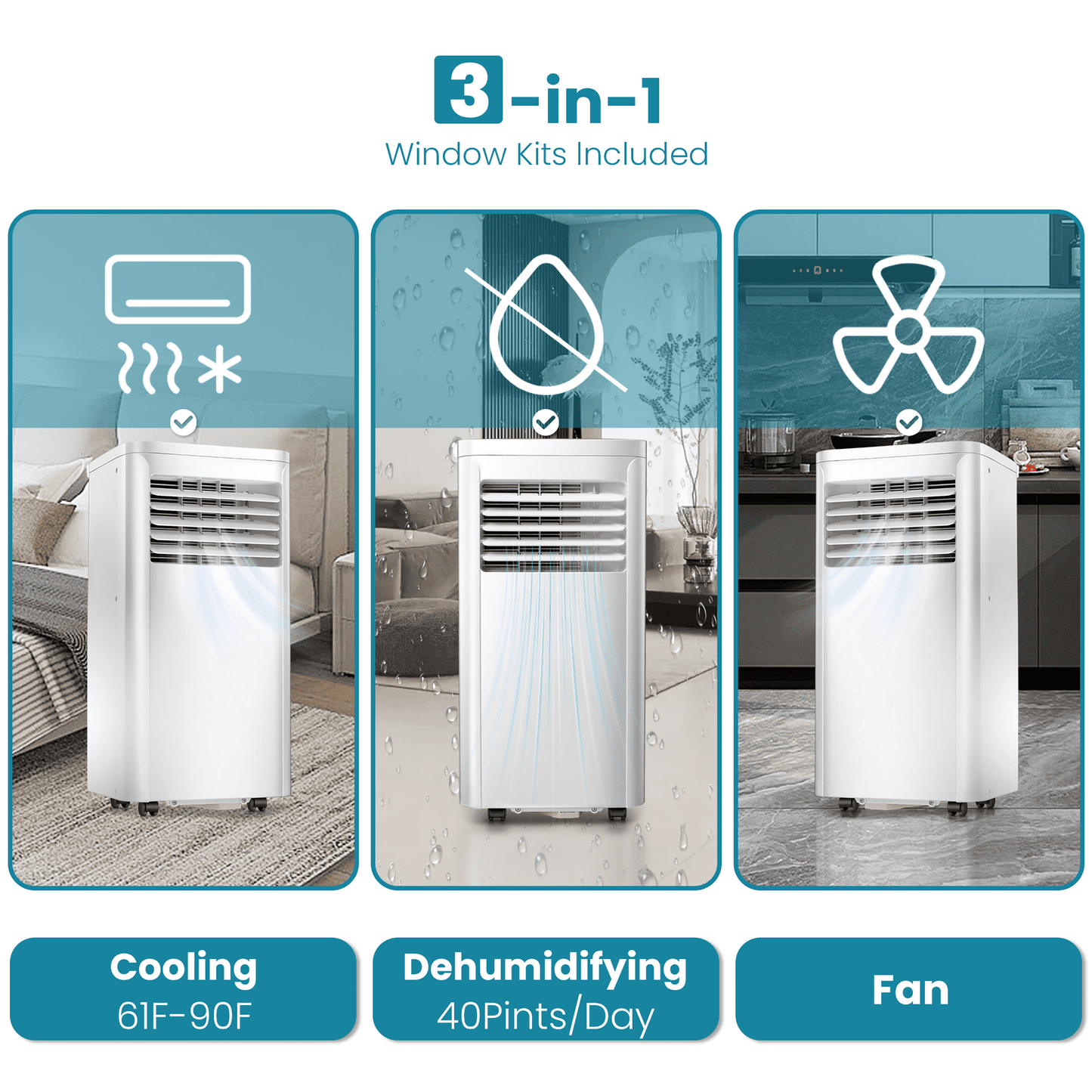 Havato Portable Air Conditioner, 5000BTU(8000BTU ASHRAE), with Remote Control, Refrigeration, Dehumidification and Fan
