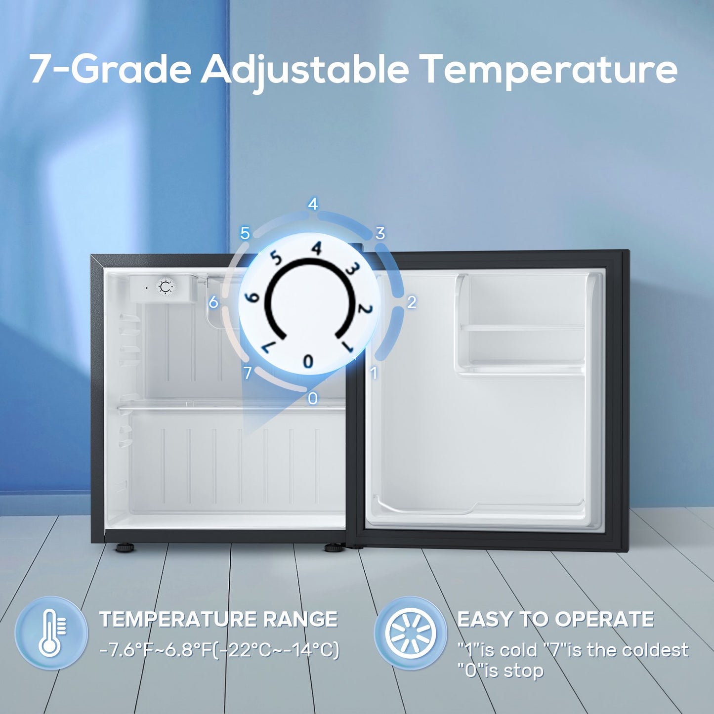 LHRIVER Upright Freezer, Energy Saving 1.1 Cu.ft Single Door Compact Upright Freezer with Reversible Door(Black)