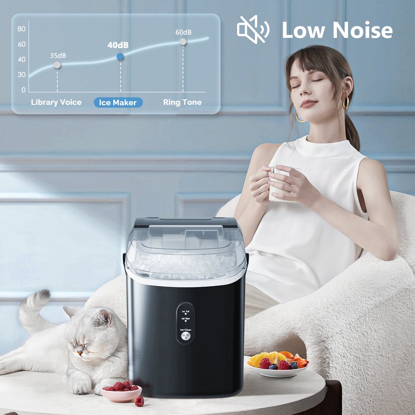 Havato Nugget Portable Ice Maker, 33lbs/24H, Self-Cleaning Function, First Choice for Home/Office/Parties - (Black)