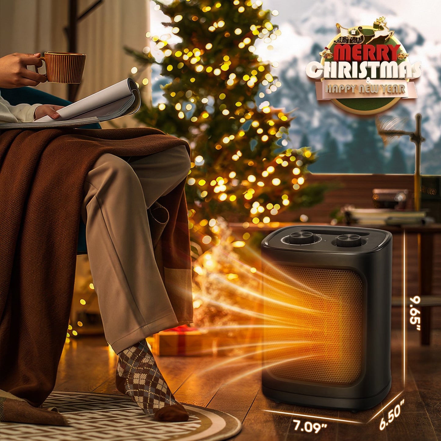 LHRIVER Small Space Heater for Indoor Use - ETL Certified Ceramic Portable Heater Fan, 1500W/750W, Ideal for Home/Dorm/Office, Black