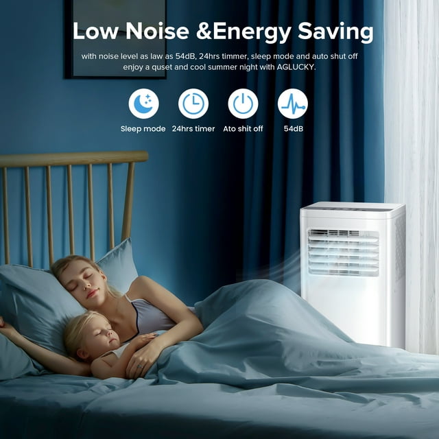 LHRIVER Portable Air Conditioner 5000BTU (8000 BTU ASHRAE), 250 Sq. Ft 3 in 1 AC with 24-Hour Timer