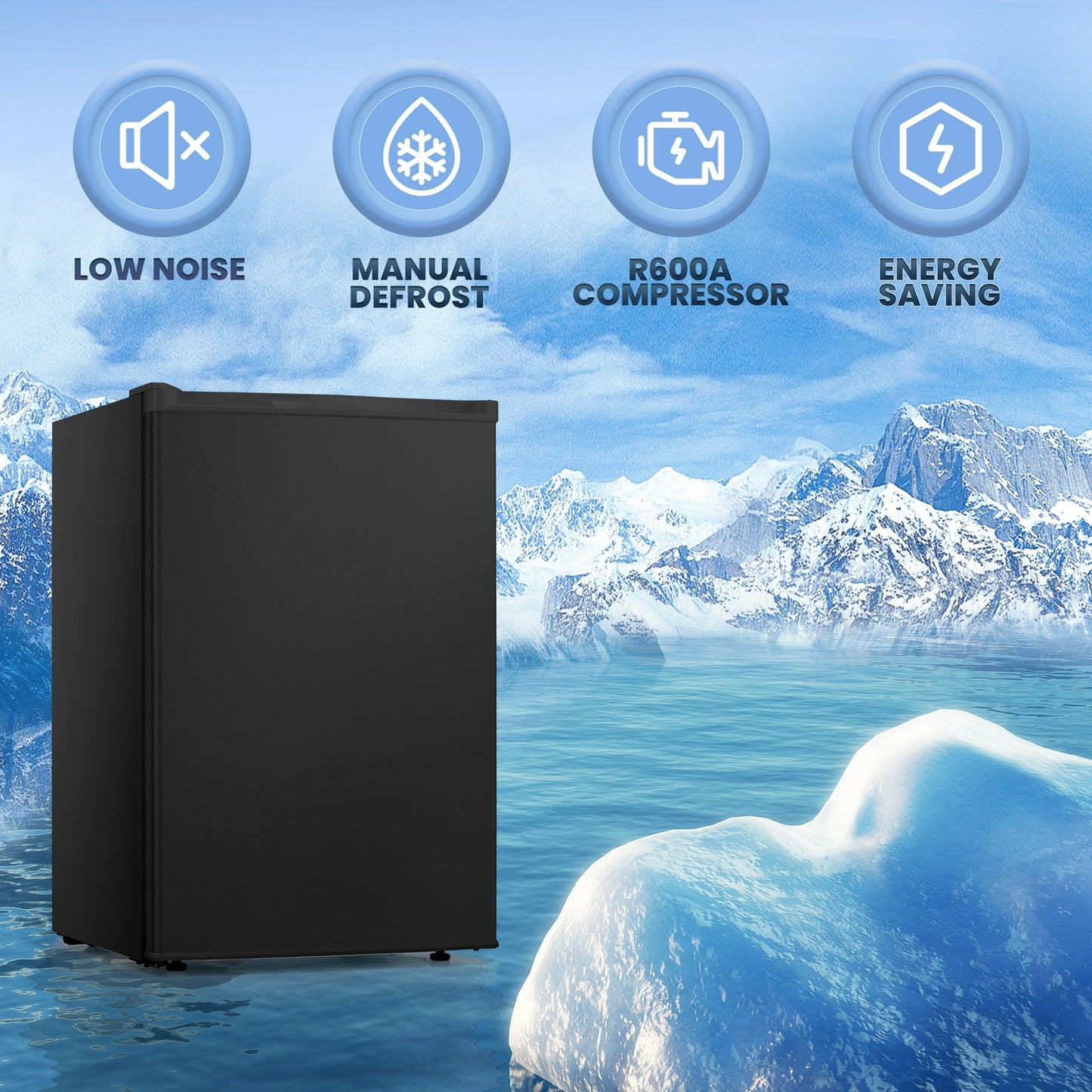 LHRIVER Upright Freezer, Energy Saving 3.0 Cu.ft Single Door Compact Upright Freezer with Reversible Door(Black)
