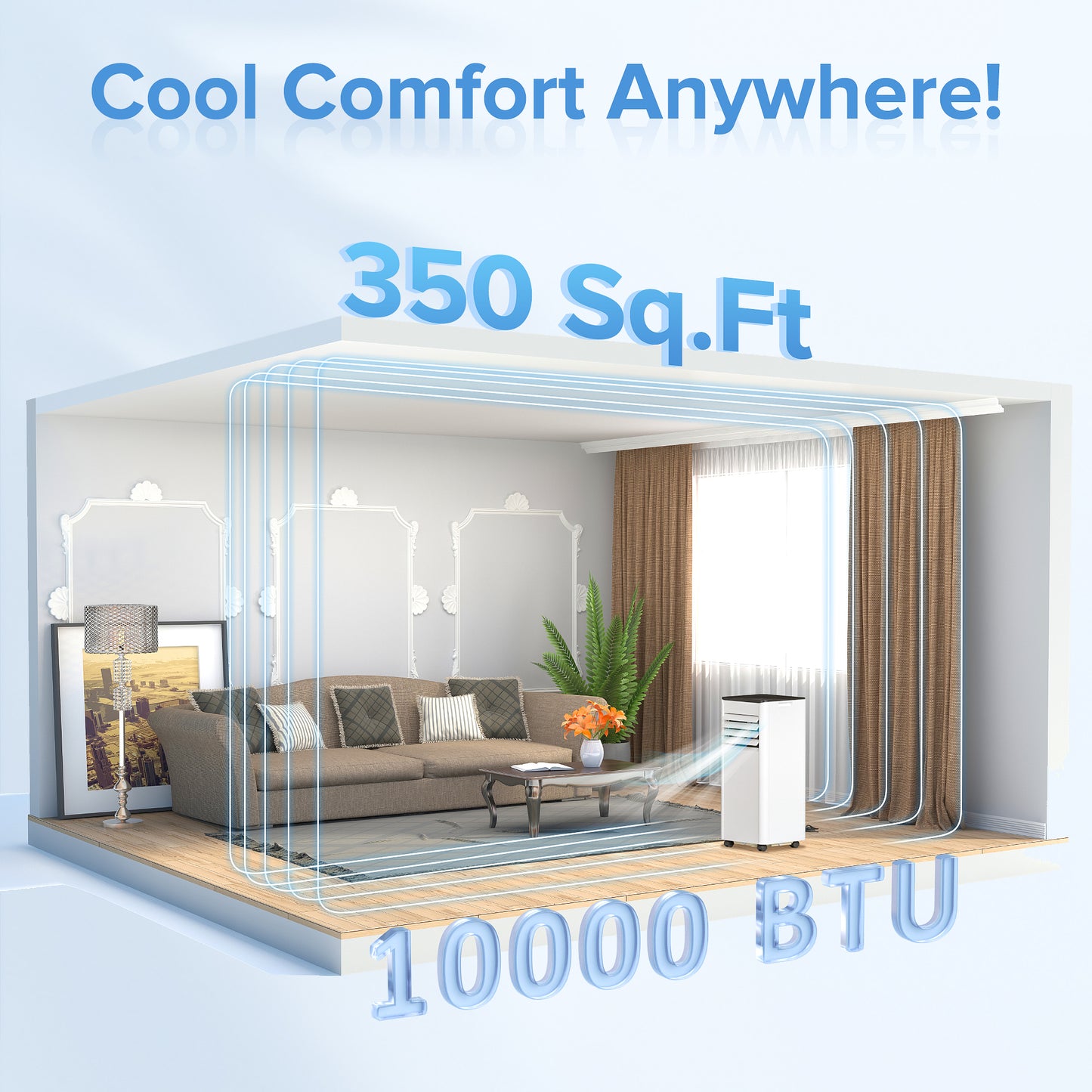 Havato 6000BTU (10,000 BTU ASHRAE) Portable Air Conditioner, Cooling/Dehumidifier/Fan/Sleep, 4-in-1 AC unit, Remote Control,  Cools up to 350 Sq.Ft