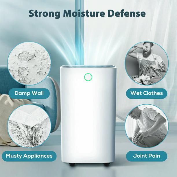 LHRIVER 30 Pint Dehumidifiers, 1000 Sq. ft Dehumidifier with Drain Hose, 0.53 Gallon Water Tank, 3 Operation Modes, 24H Timer for Home/Laundry Room