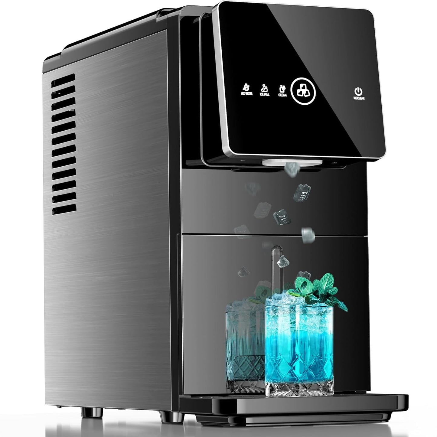 Countertop Nugget Ice Maker, 33LBS/24H, Soft Chewable Nugget Ice Machine with1.8L Removable Water Tank, One-Touch Automatic Ice Dispensing, Self-Cleaning, Black