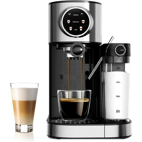 Havato 20 Bar Pressure Espresso Machine with 1.7L Removable Water Tank, Coffee Maker,Automatic Milk Frother.Touch Screen,Stainless Steel,3 types of coffee