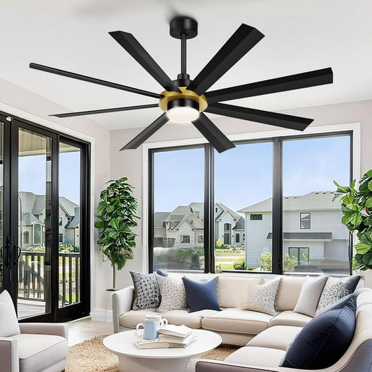 Havato 60" Smart Flush Mount Ceiling Fan with Light - Remote Control, 6 Speeds & Reversible DC Motor, 3 Color Dimmable LED, Ultra Quiet 35dB, Timer Function for Bedroom & Indoor Spaces (Black)