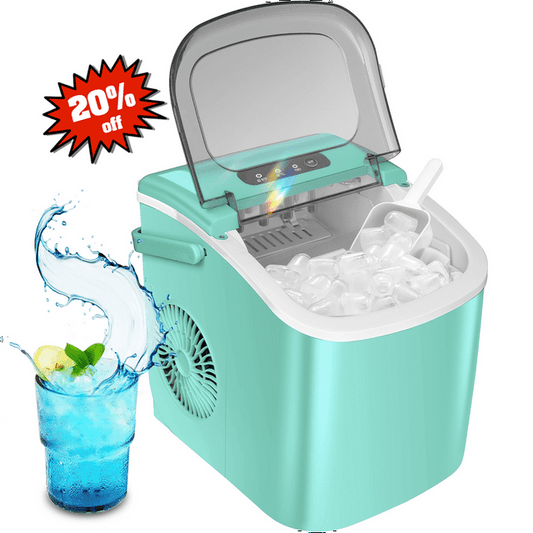 Havato Countertop Ice Maker, 9 Bullet Ice Cubes in 6 Mins, 26lbs/24H, w/ Scoop & Basket, Green