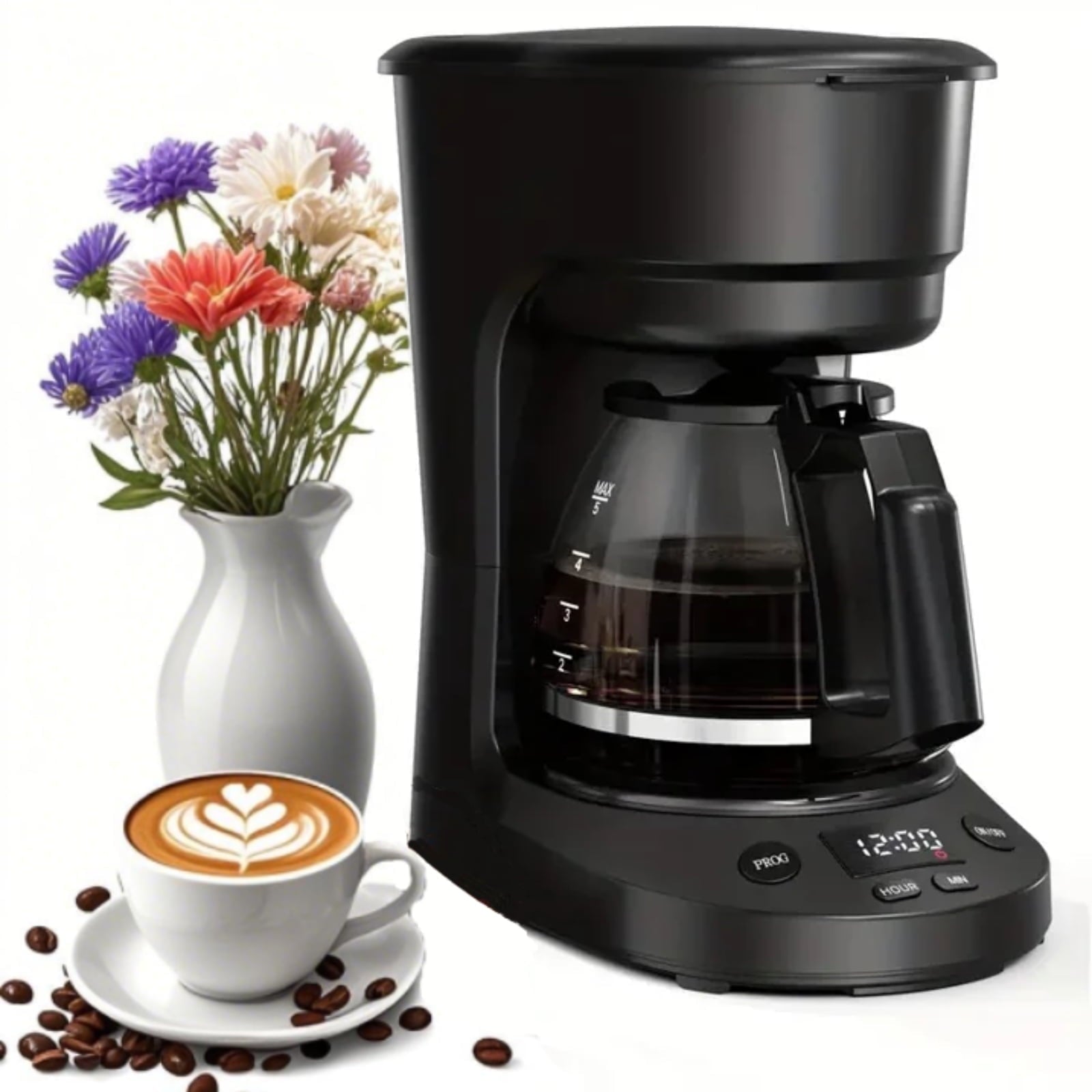 Havato Programmable Coffee Maker with 5-Cup（PROG），Auto-Brew Timer, Kee ...