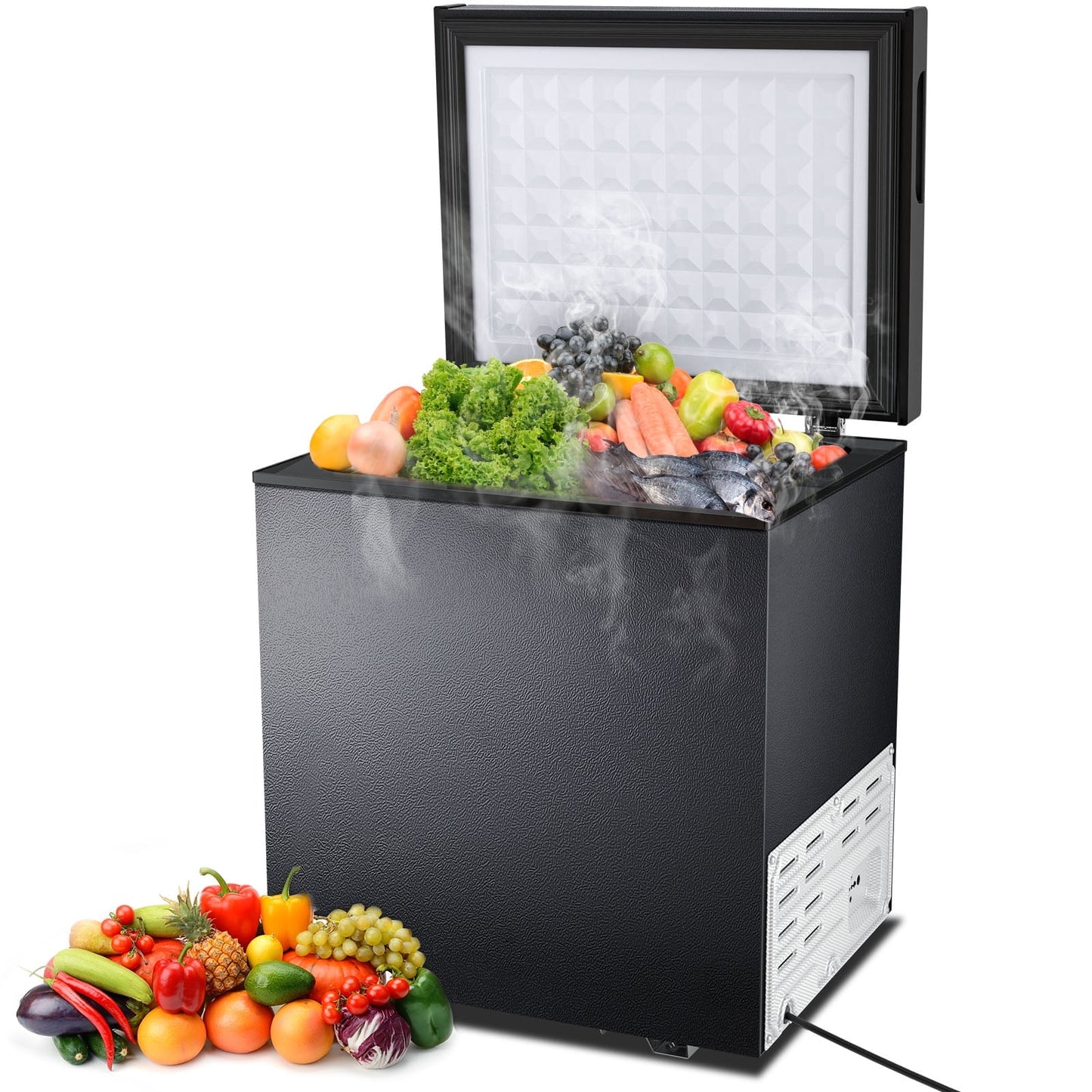 LHRIVER 1.8 Cu.ft Freezer Freestanding, Top Open Door Compact Freezer , Adjustable Temperature, Suitable for Home/Kitchen/Office/Restaurant (Black)