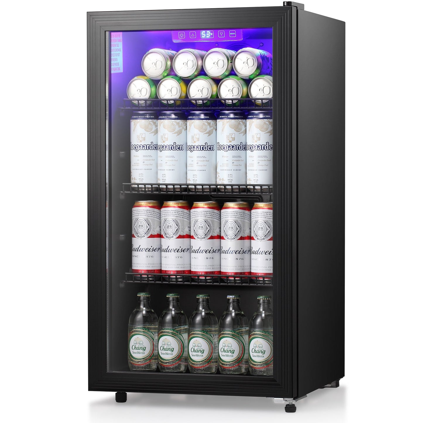 LHRIVER 3.1 Cu.ft Beverage Refrigerator Cooler, Mini Fridge with Glass Door for Soda Beer or Wine, With Adjustable Removable Shelves, Bar/Office/Home