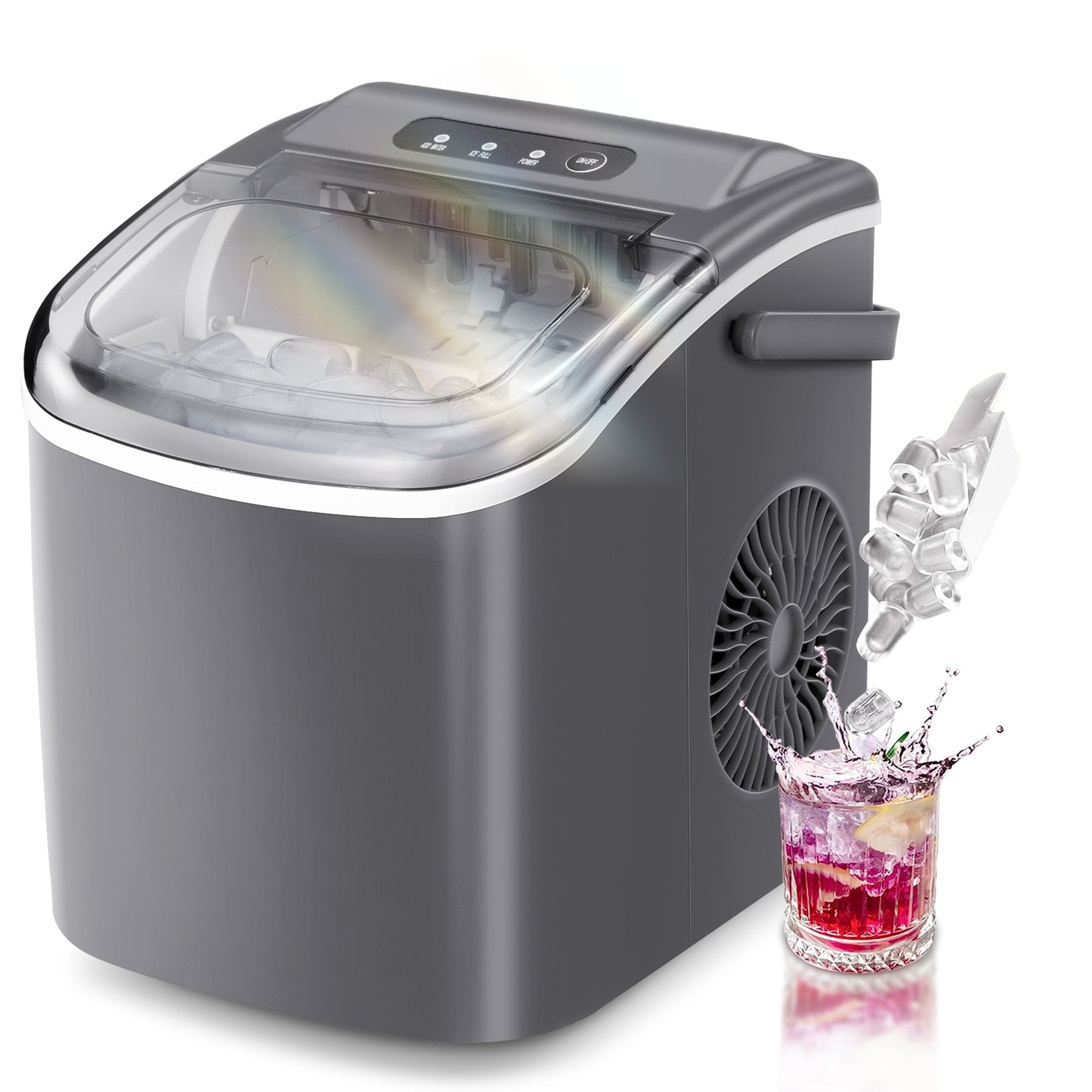 LHRIVER Countertop Ice Maker Portable Ice Machine with Handle, Self-Cl
