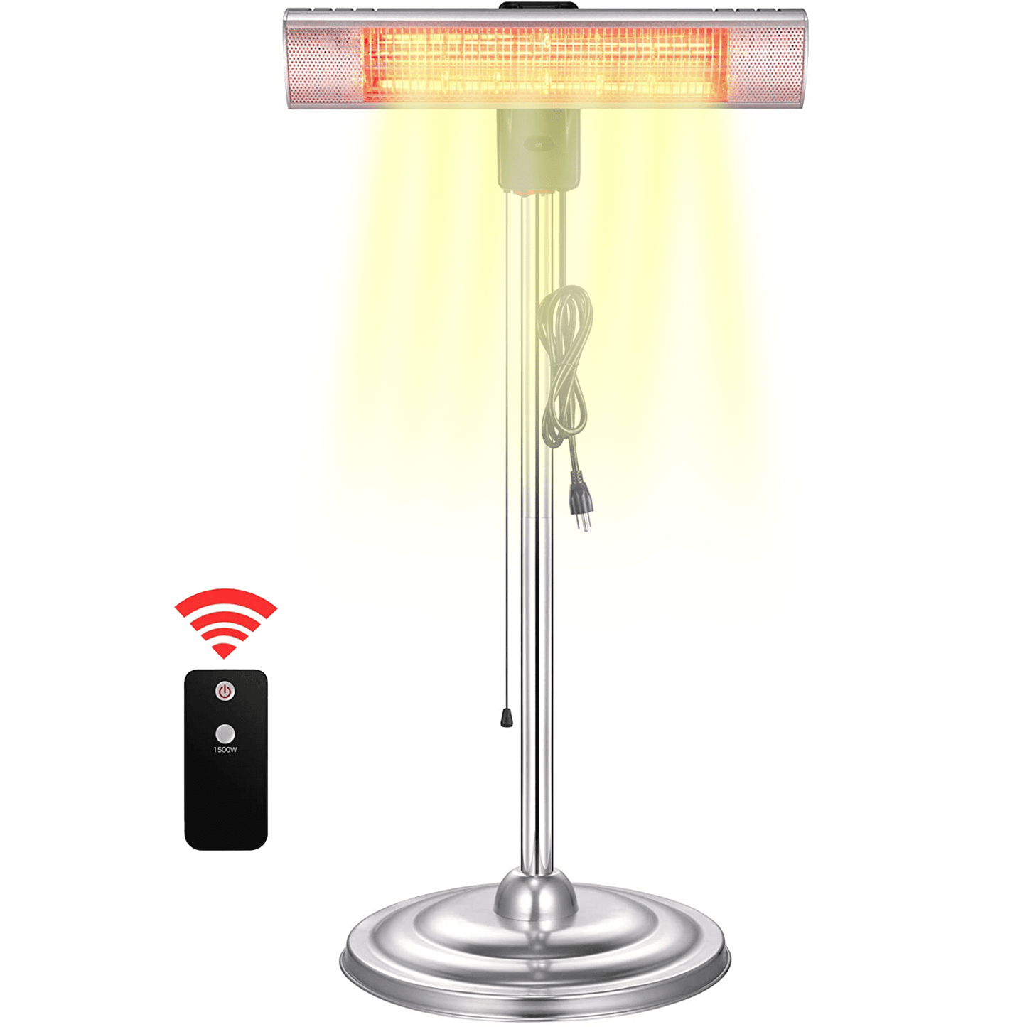 LHRIVER Electric Patio Heater, Height Adjustable & Remote Control, Waterproof IP65 Rated, 1500W, Both Indoor & Outdoor