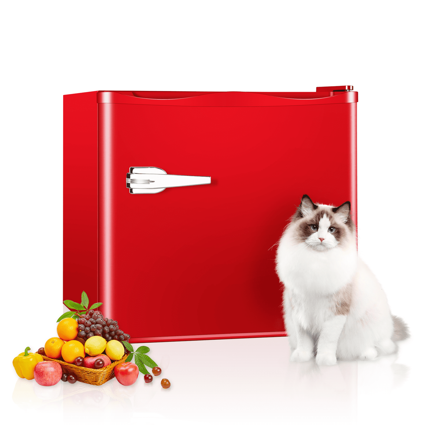LHRIVER Mini Upright Freezer Compact Refrigerators,1.2Cu.ft Small Stand up Freezer for Home Office, Red