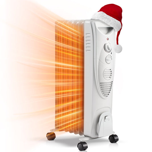 LHRIVER Oil Filled Radiator Space Heater, Adjustable Thermostat, Room Heater (Grey)