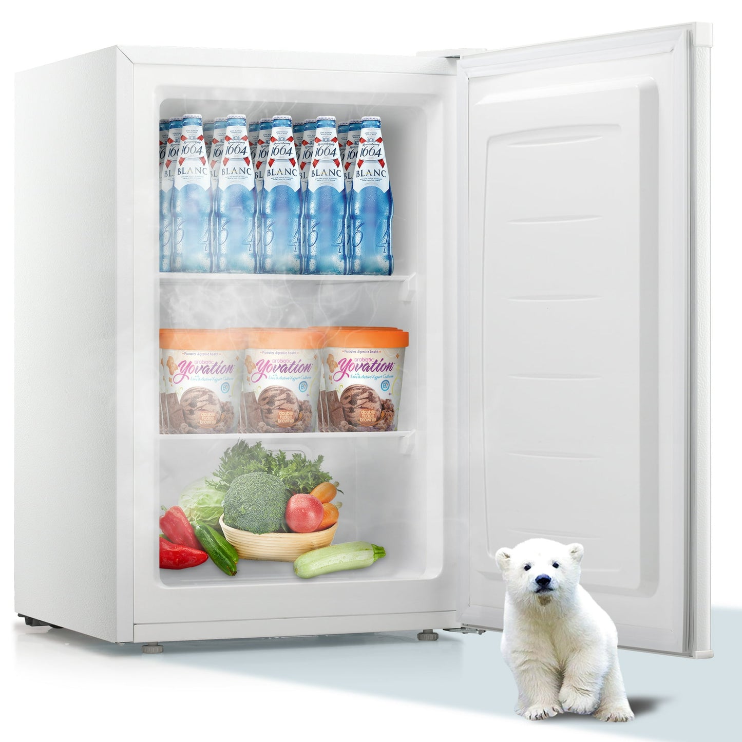 LHRIVER Upright Freezer, Energy Saving 3.0 Cu.ft Single Door Compact Upright Freezer with Reversible Door(White)