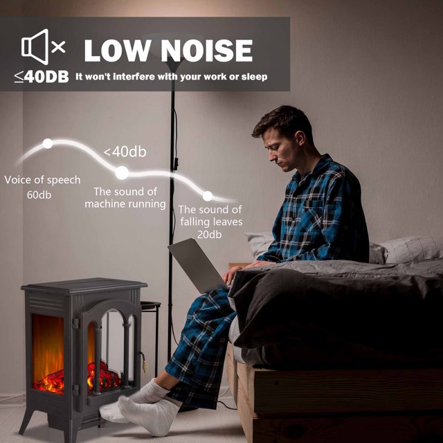 LHRIVER Electric Fireplace Infrared Stove Heater, Freestanding Fireplace Heater, 3D Realistic Flame Effects, Adjustable Brightness and Heating Mode, Overheating Safe Design, 1000W/1500W, (16 Inch)