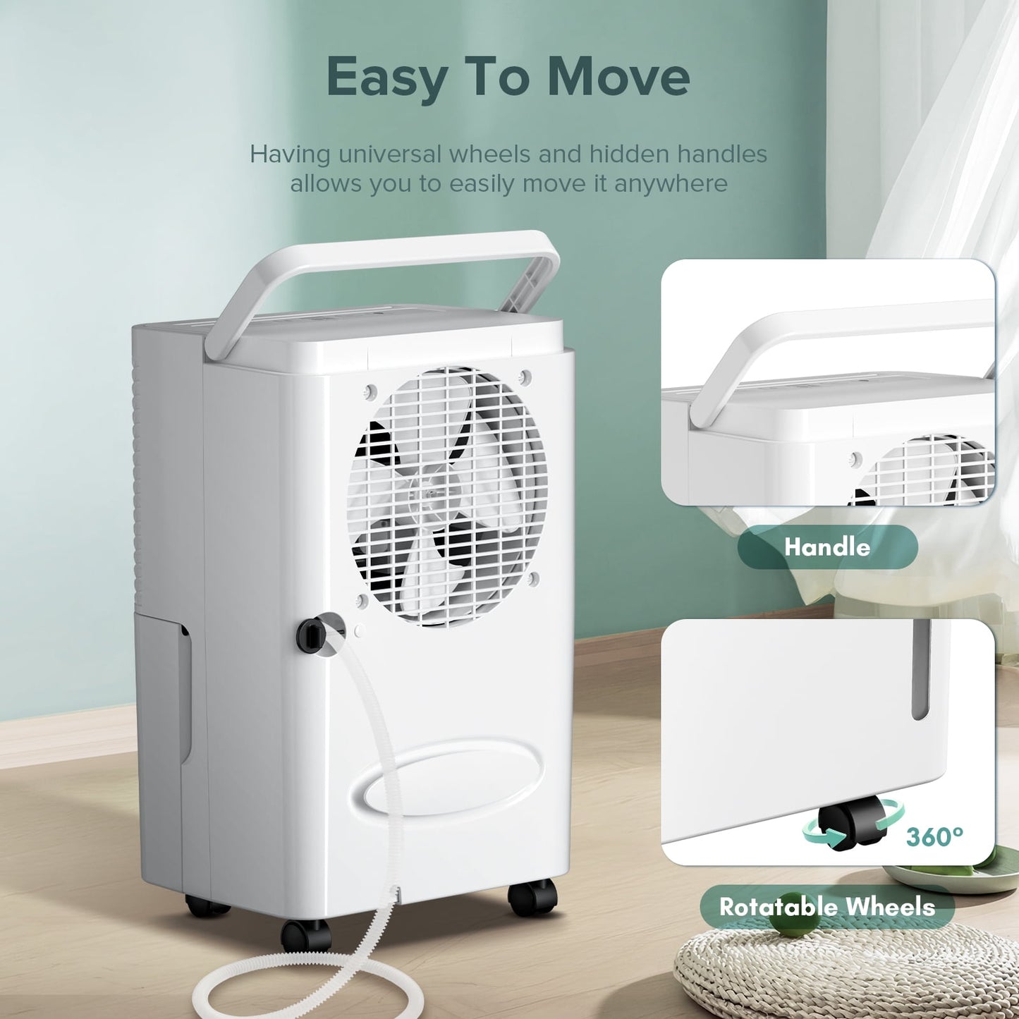 LHRIVER 22 Pint Dehumidifiers with Drain Hose, 24H Timer, Portable Design with Handle for Bathroom and Bedroom
