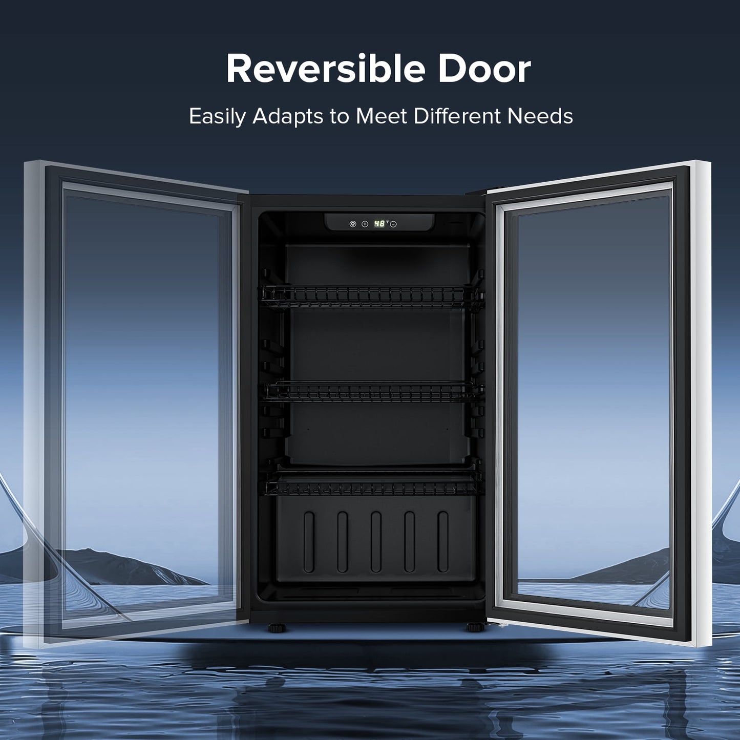 LHRIVER 3.2Cu.ft Beverage Refrigerator and Cooler, 130 Can Mini Fridge, Freestanding Constant Wine Chiller with Glass Door (Silver)