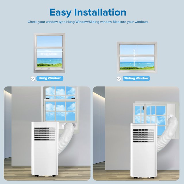 LHRIVER Portable Air Conditioner 5000BTU (8000 BTU ASHRAE), AC, Cools 250 Sq.Ft, 24H Timer, Quiet Operation, 2 Fan Speed for Bedroom Office Home