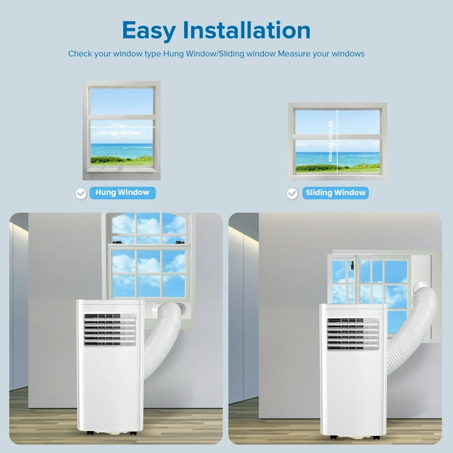 LHRIVER Portable Air Conditioner 5000BTU (8000 BTU ASHRAE), 250 Sq. Ft 3 in 1 AC with 24-Hour Timer