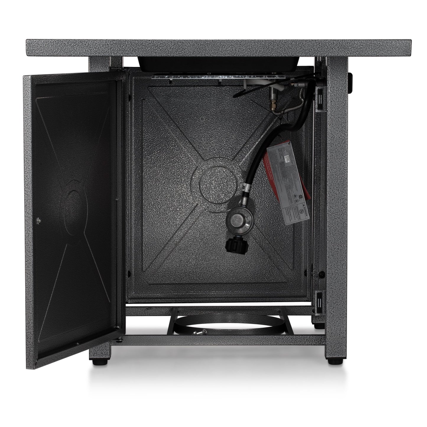 LHRIVER 28" Outdoor Propane Fire Pit Table with Lid, 50000 BTU Heat Output, Metal Stove with Lava Rocks, for Picnics/Bonfires/Patio Gardens