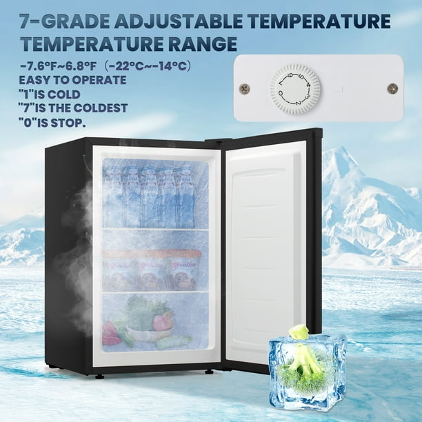 LHRIVER Upright Freezer, Energy Saving 3.0 Cu.ft Single Door Compact Upright Freezer with Reversible Door(Black)