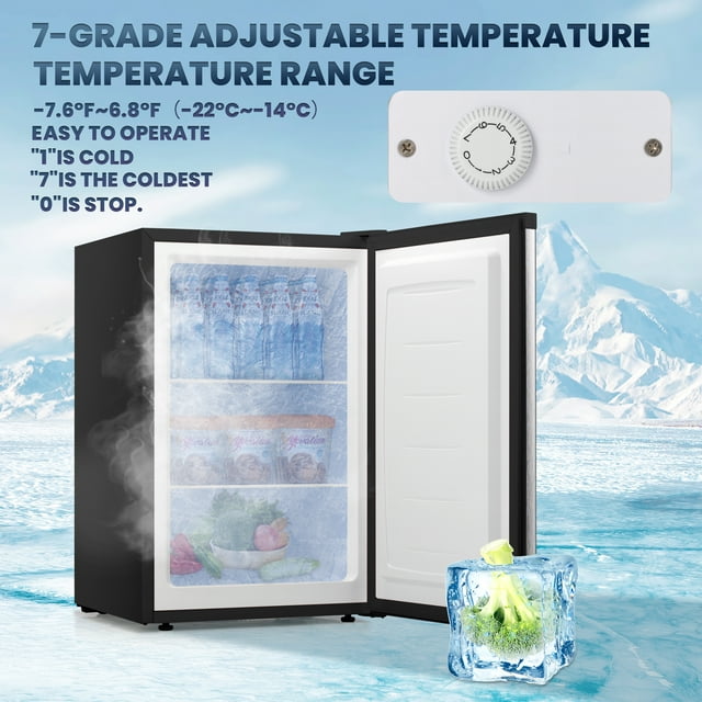 LHRIVER Upright Freezer, Energy Saving 3.0 Cu.ft Single Door Compact Upright Freezer with Reversible Door(Silver)