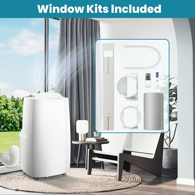 LHRIVER 10200BTU (14000 BTU ASHARE) Portable Air Conditioner,Portable AC Unit for Room Up to 450 Sq.Ft, White,3 in 1 , Ft Air Conditioner Fan