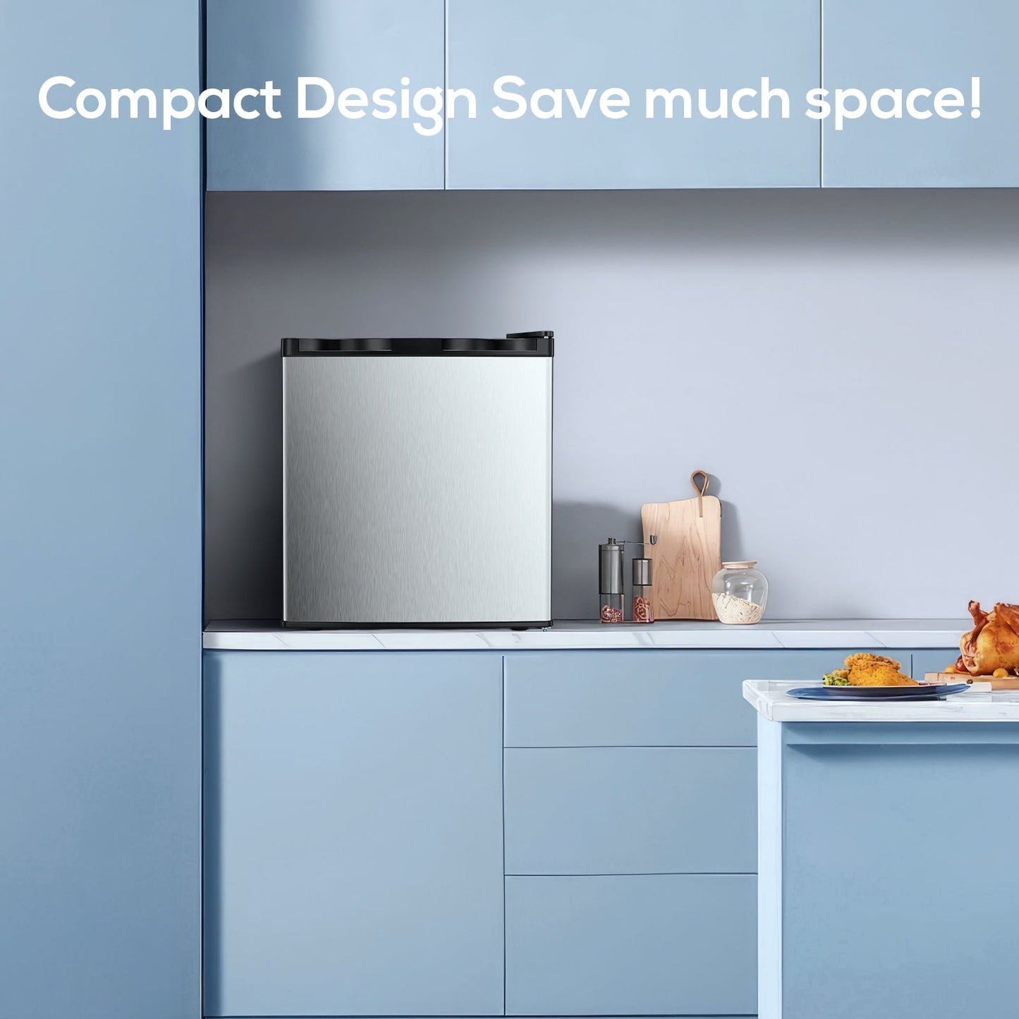 Havato Mini Freezer Countertop, Energy Efficient 1.1 Cu.ft, Single Door Compact Upright Freezer with Reversible Door for Home/Office/Kitchen (Silver)