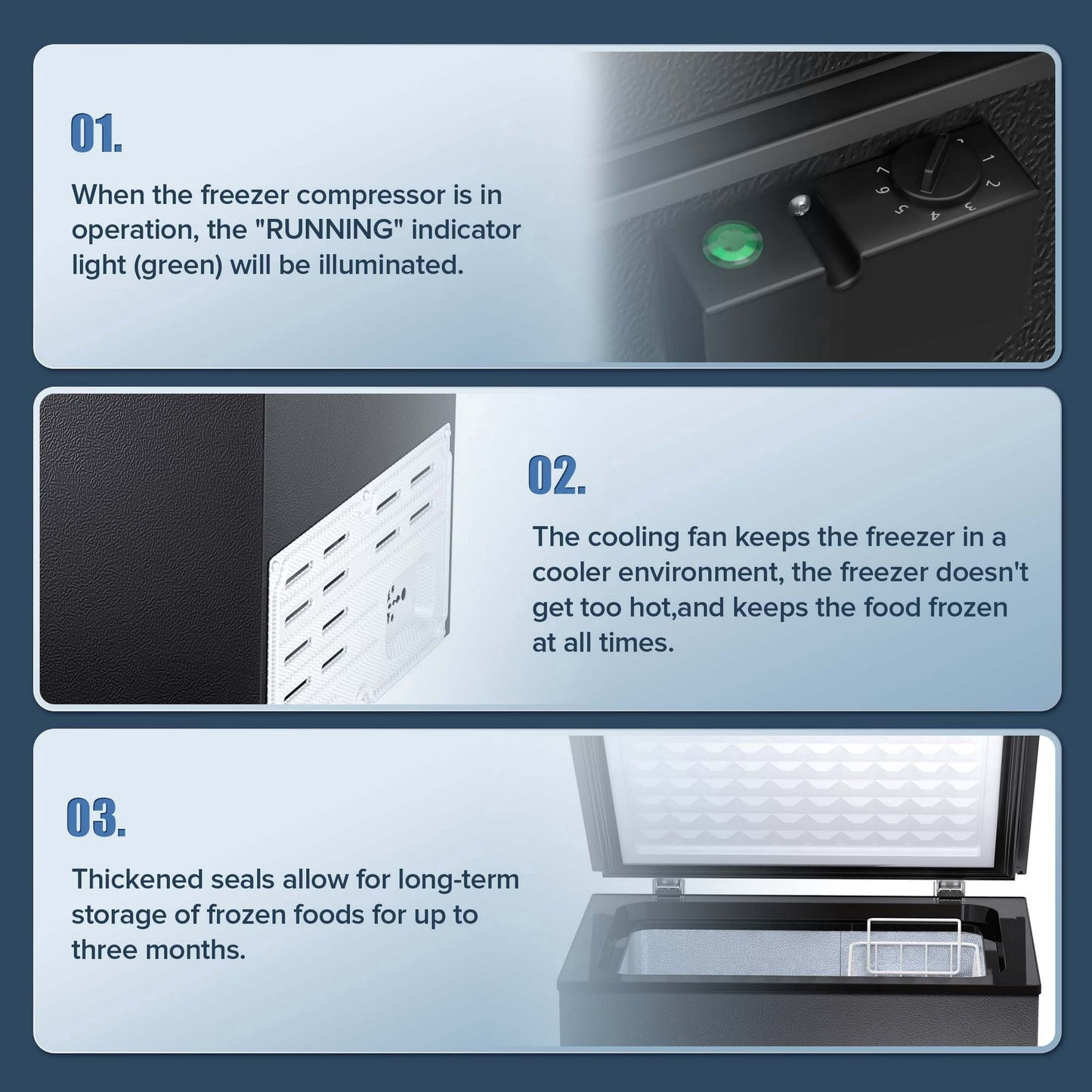 Havato 1.8 Cu.ft Horizontal Freezer, 7-Hour Temperature Control, Top-Opening Compact Freezer, Energy Saving and Low Noise, Black