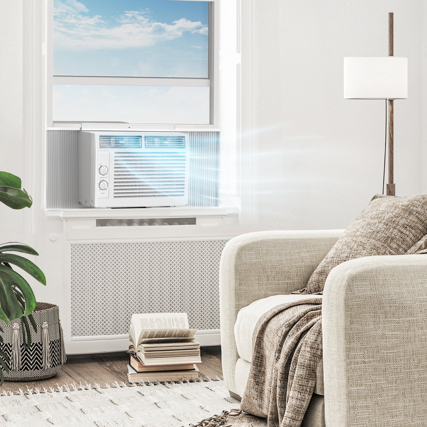 LHRIVER Window Air Conditioners 5000BTU, 150 Sq. Ft, 2 in 1, White