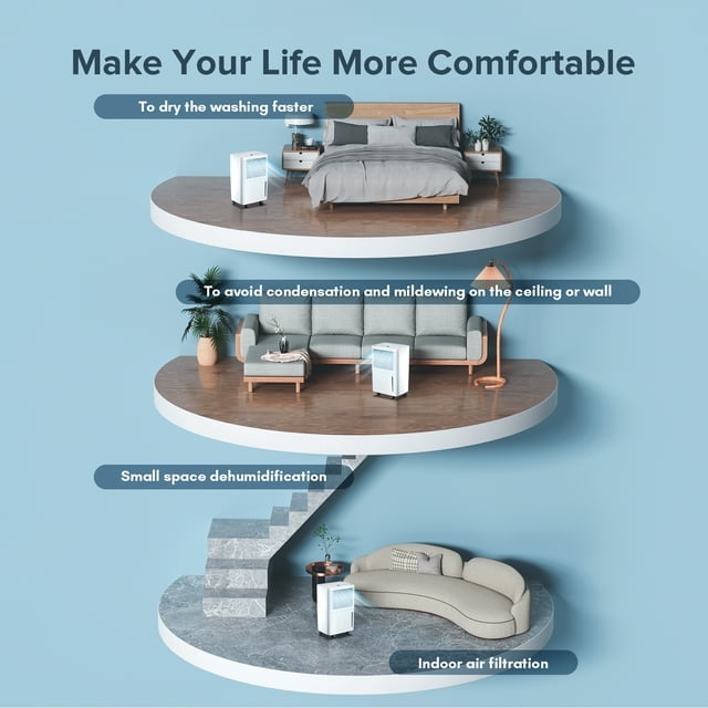 Havato Portable 30 Pint Dehumidifier with 2 Operation Modes and 24-Hour Timer, Stylish and Exquisite, Basement/Bathroom/Laundry Room.