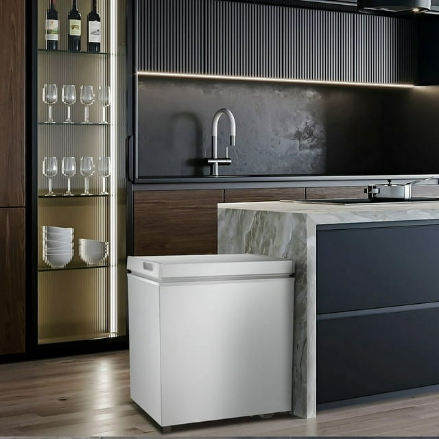 LHRIVER 1.8 Cubic Feet Chest Freezer Freestanding Top Open Door Compact Freezer with Adjustable Temperature (White)