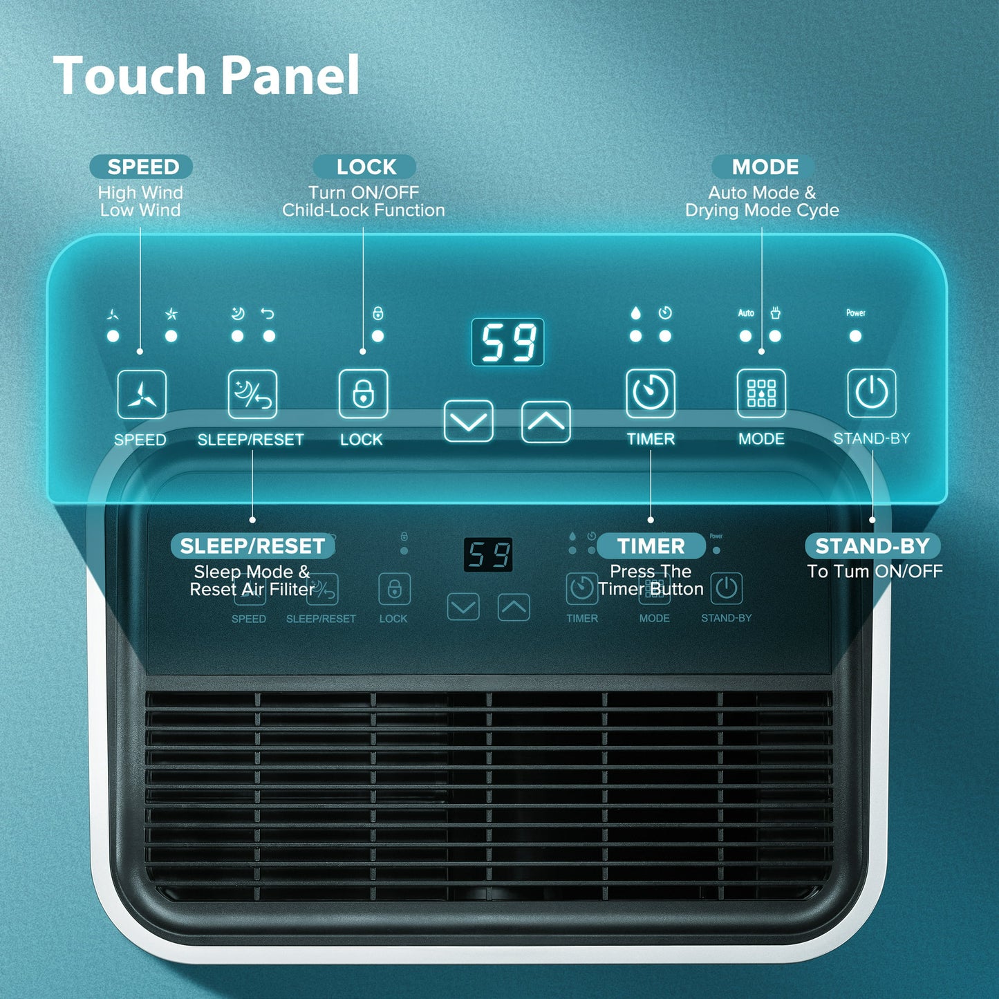 LHRIVER 45 Pint Dehumidifiers, 3000 Sq. Ft Dehumidifier with Drain Hose, 1.72 Gallon Water Tank, 3 Operation Modes, 24H Timer, Portable Dehumidifier for Basement/Bathroom/Laundry Room