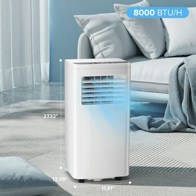 LHRIVER Portable Air Conditioner 5000BTU (8000 BTU ASHRAE), AC, Cools 250 Sq.Ft, 24H Timer, Quiet Operation, 2 Fan Speed for Bedroom Office Home